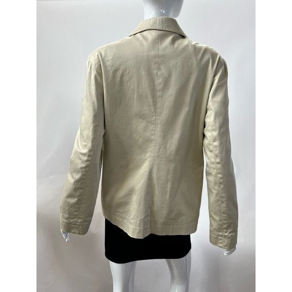 Gap Womens Jacket Coat Beige Cotton Blend Button Stretch Collar Pockets Lined 10 - Picture 2 of 12